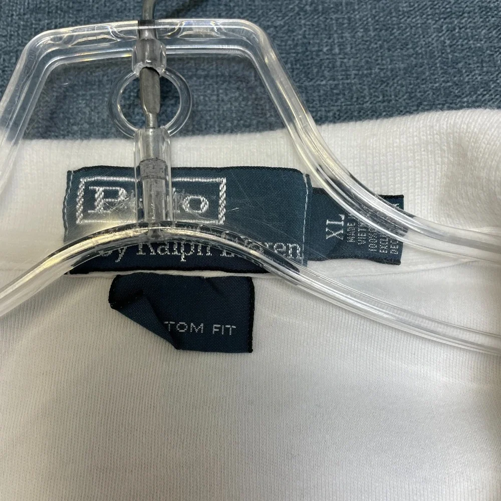 VTG Polo Ralph Lauren Polo Shirt Mens XL White Pony High Low Hem Tennis